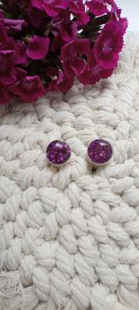 Kolczyki sztyfty z fioletowymi kryształkami