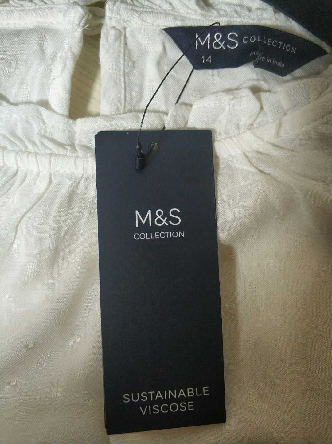 Біла блузка блуза широкий рукав бафи віскоза marks& spencer, р.14