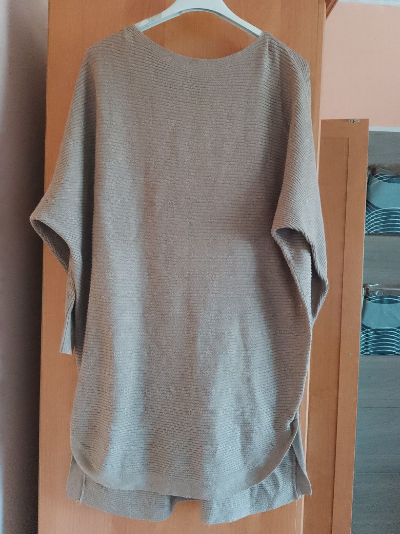 Sweter damski długi rozmiar S M kawa z mlekiem