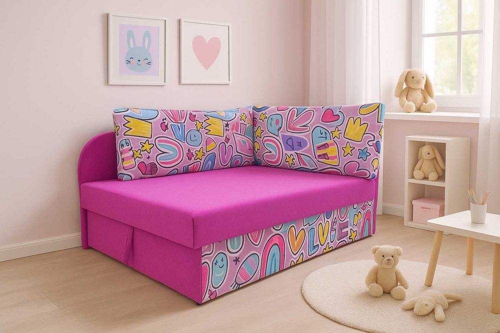 Narożnik dziecięcy, kubuś pojemnik na pościel, tapczanik, łóżko, sofa