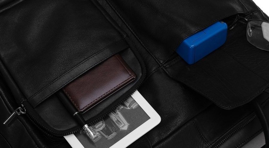 elegancka torba laptopowa ze skóry naturalnej z kieszeniami