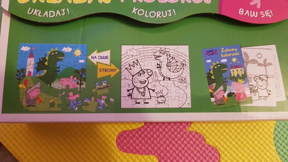 Komplet! Układaj i koloruj puzzle XXL Peppa, Masza i Niedźwiedź