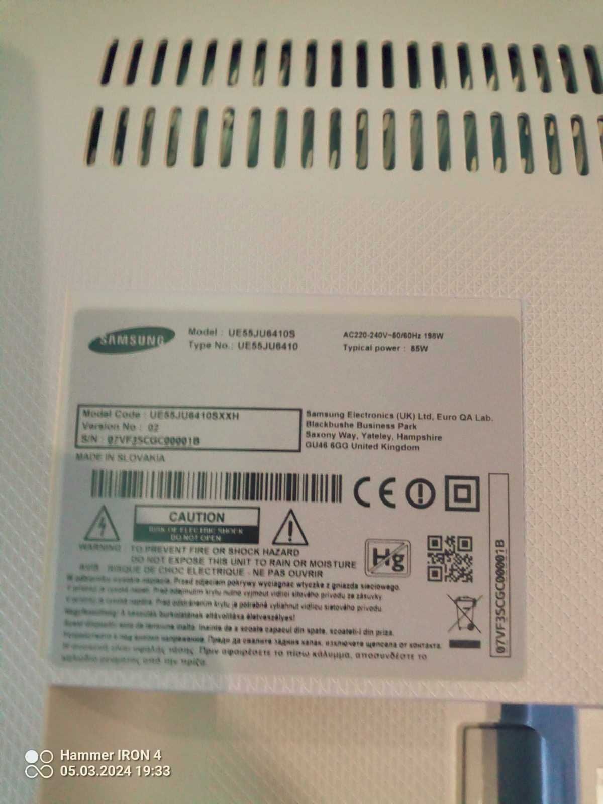 Samsung UE55JU6410S Uszkodzone podświetlenie Wysy