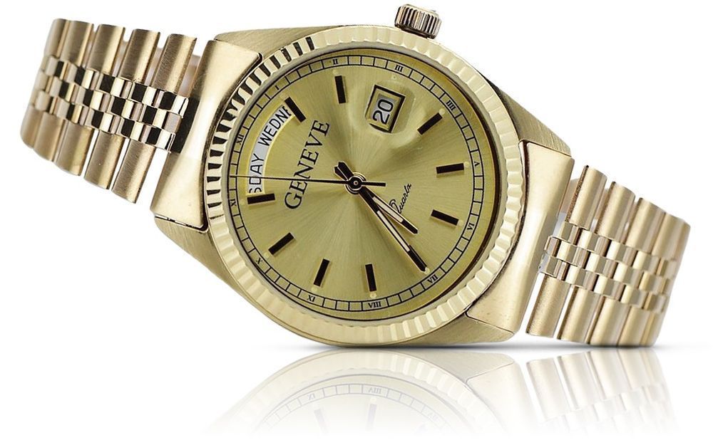 Złoty zegarek z bransoletą męski 14k Geneve mw013ydy&mbw018y Gdańsk