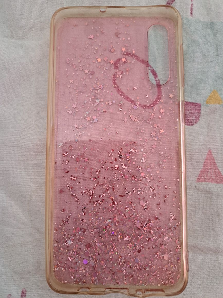 Etui Samsung A30s brokatowe różowe