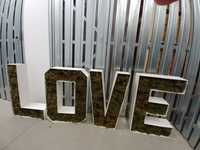 Napis Love miłość ślub wesele naturalny mech boho vintage handmade