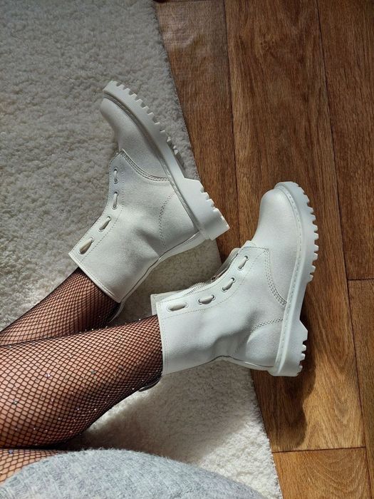 Шикарні шкіряні черевики ботинки білі чорні Dr.martens мартінс