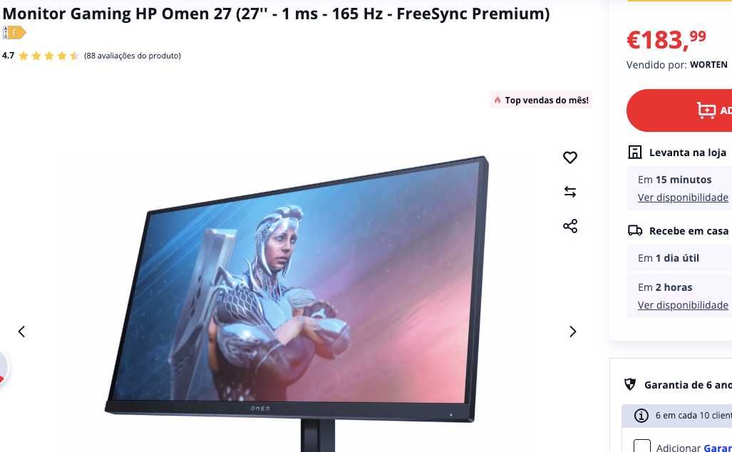 Monitor  HP 27 como novo