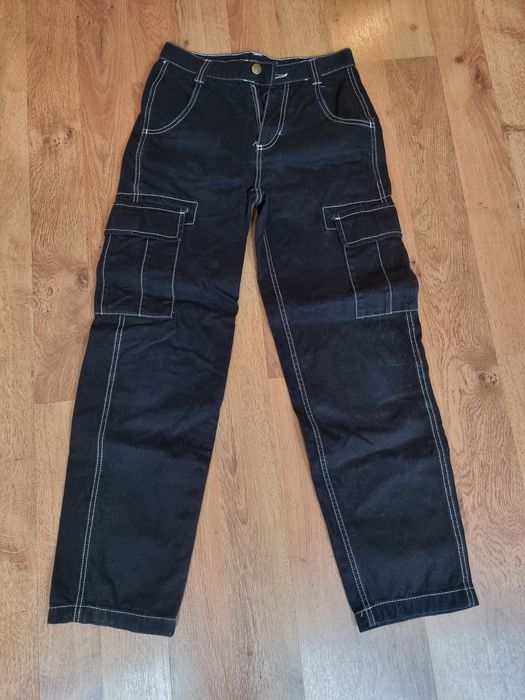 Bershka jeansy czarne 36 wide młodzieżowe