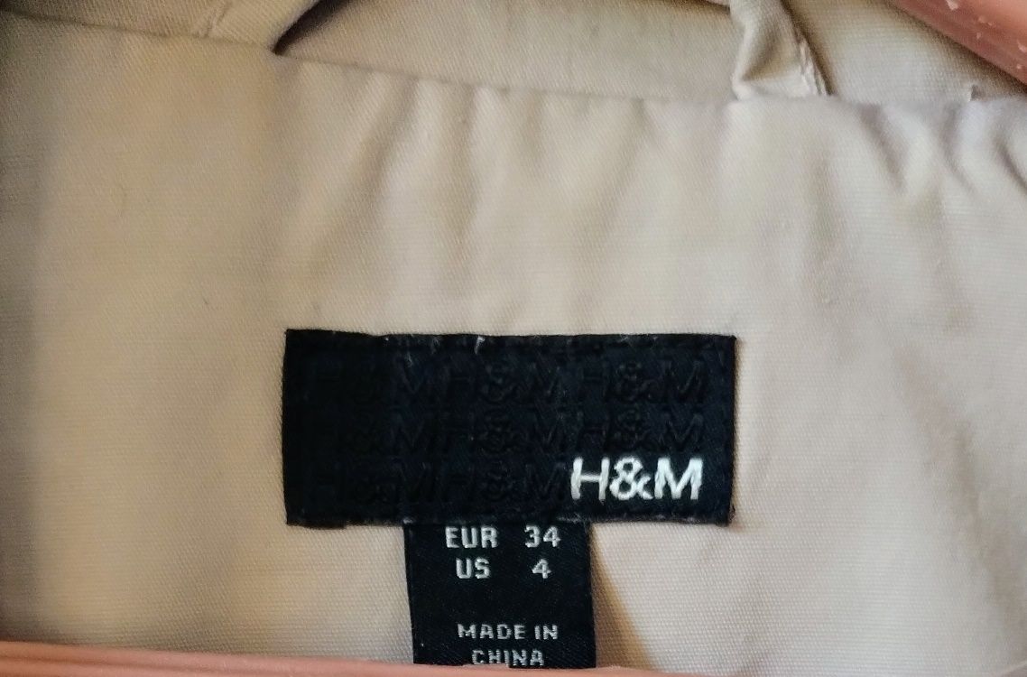 Płaszczyk H&M pudrowy róż 34 xs