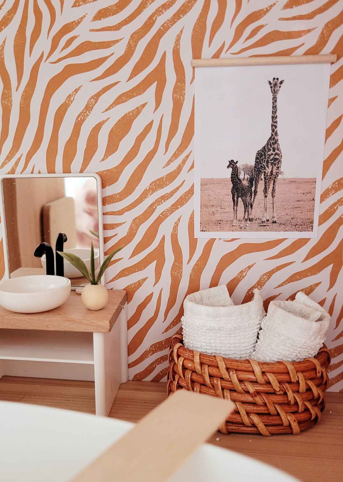 Drewniany domek dla myszek lalek boho safari pokój mebelki do domku