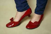 czerwone eleganckie buty na obcasie 38 39 RYŁKO