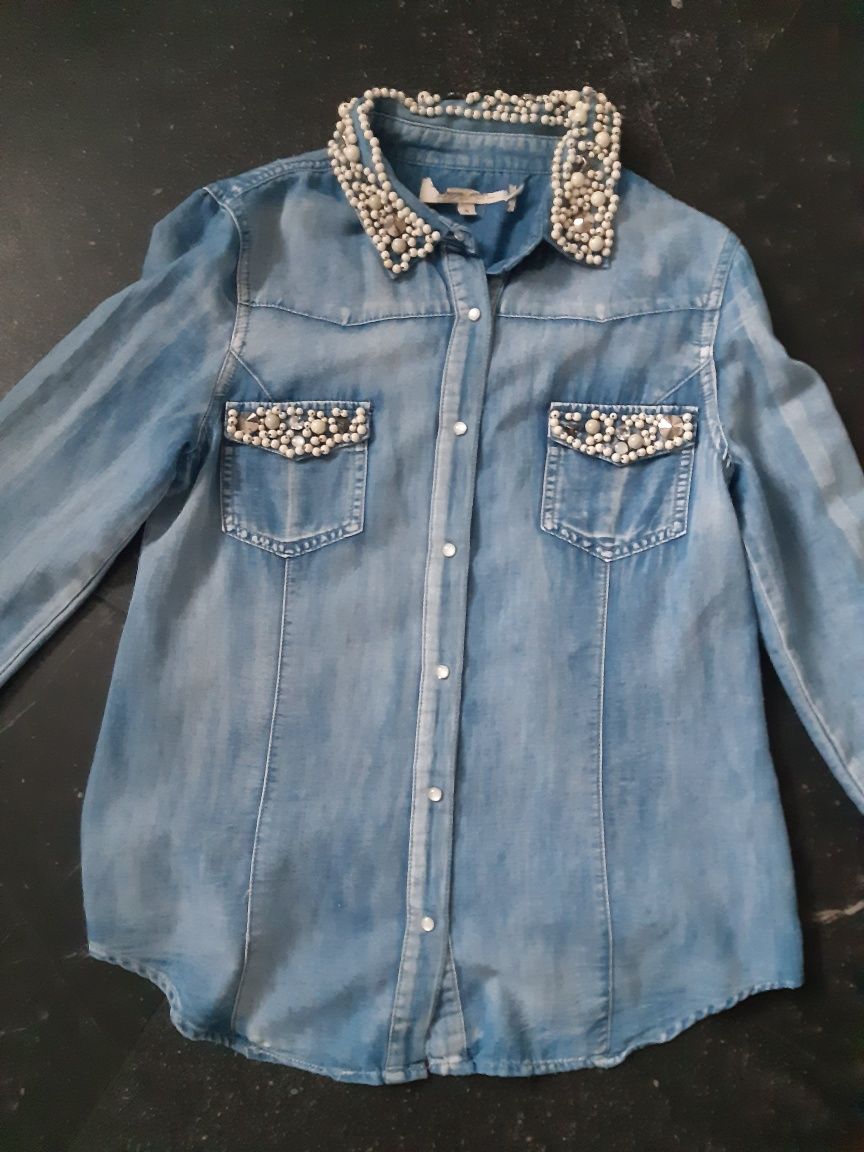 Damska koszula jeansowa Desigual XS zdobiona