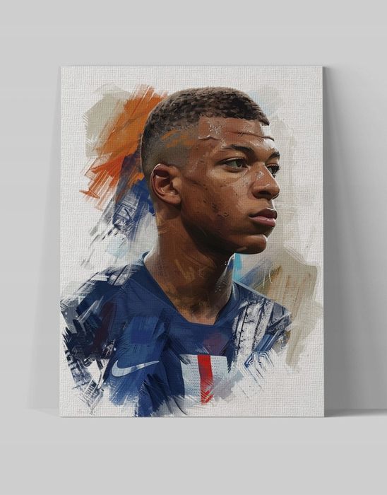 Nowoczesny Portret Kylian Mbappé na Płótnie 60x80 cm