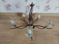 Lampa wisząca z kloszami szklanymi 5 ramienny żyrandol
