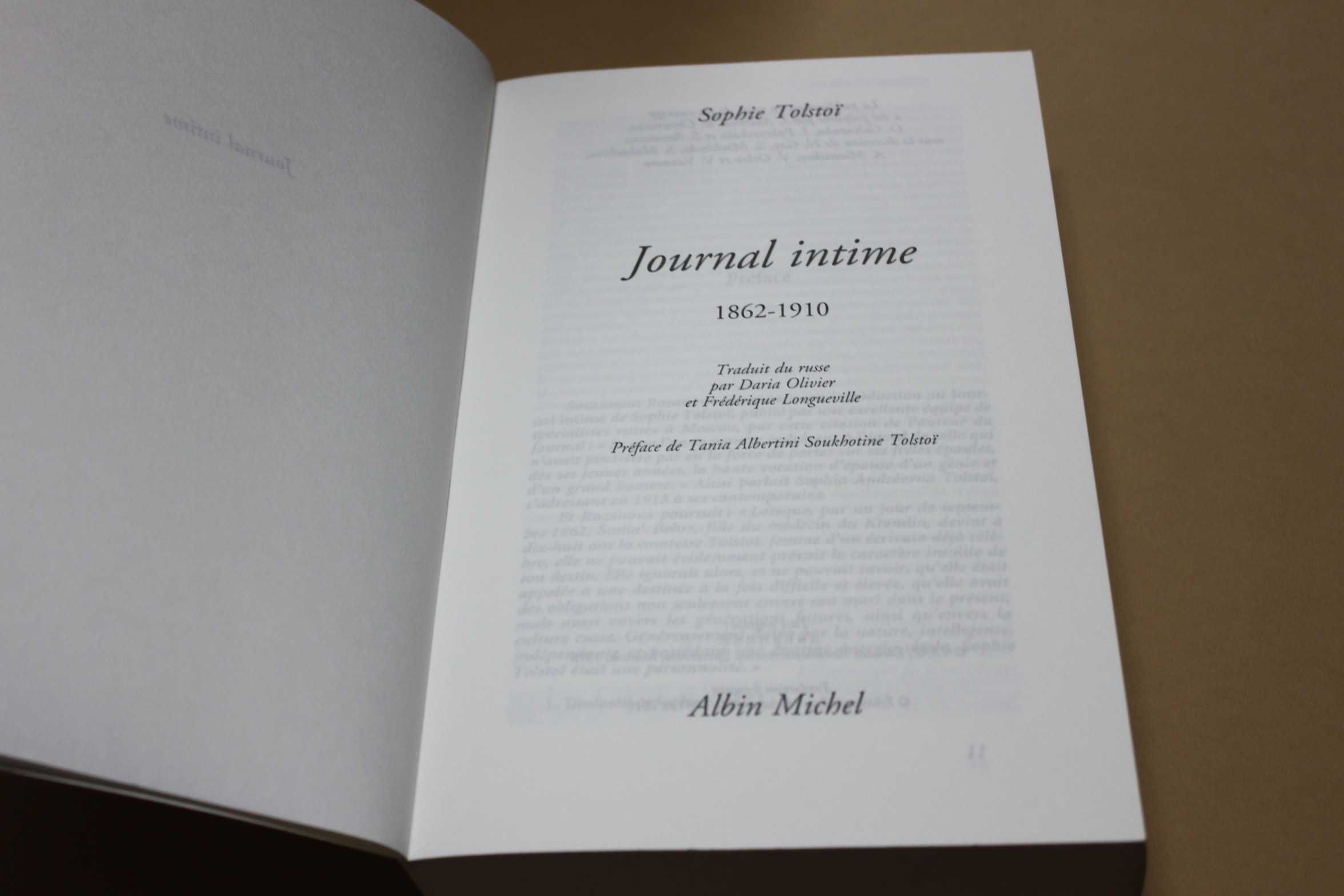 Sophie Tolstoï-Journal Íntime// Albin Michel