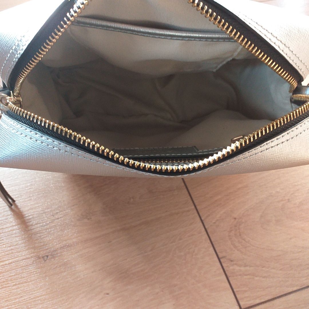 PINKO NOWA oryginalna skóra nat saffiano torebka crossbody silver mała