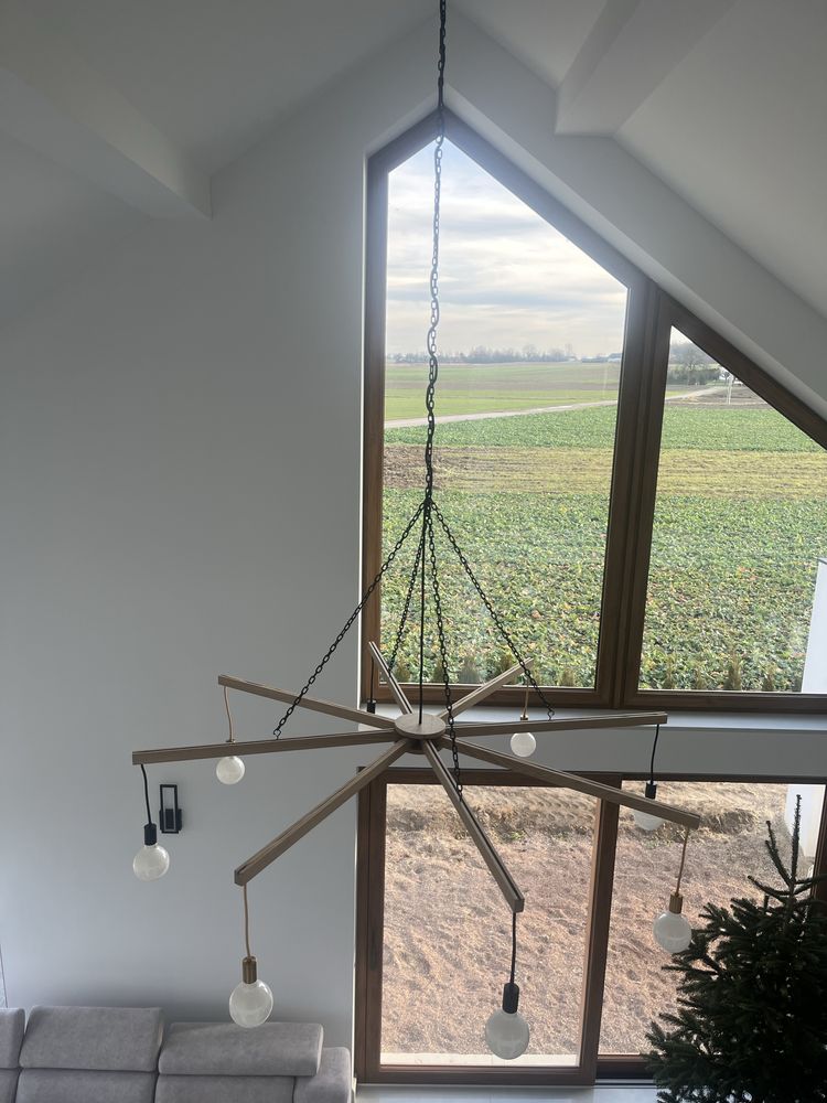 Żyrandol dębowy, manufaktura, loft.