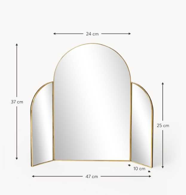 Westwing Potrójne lustro Maple 47 x 37 x 1 cm zlote metalowe_ DEFEKT