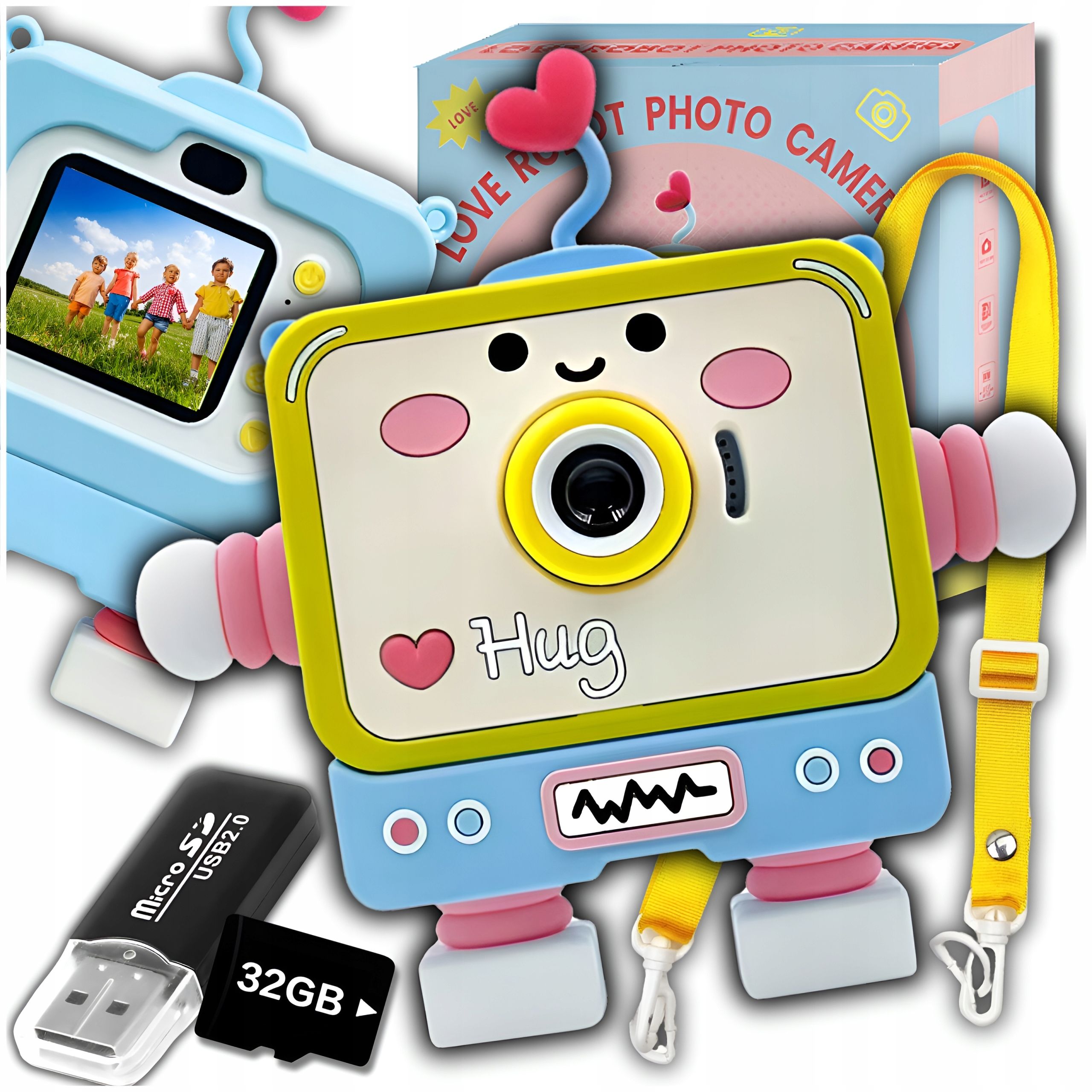 Aparat Fotograficzny Cyfrowy Dla Dzieci J. Polski Kamera + Karta 32Gb