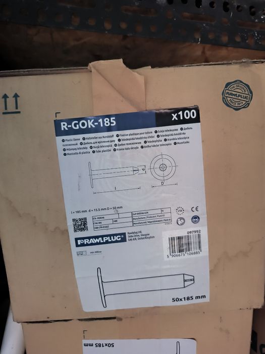 Rawplug łącznik do izolacji R-Gok 50x185mm 385mm 225mm tuleja do wełny