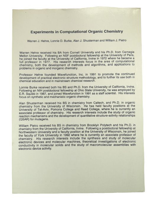 Experiments In Computational Organic Chemistry
