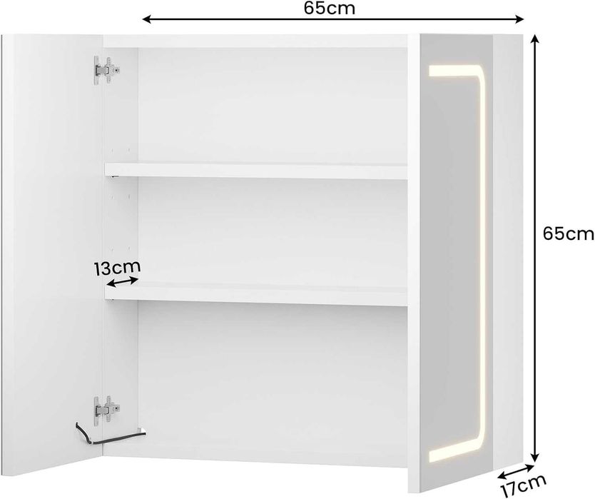 Nowa szafka z lustrem / łazienkowa / półeczka / LED / 65x65x17 / W101!