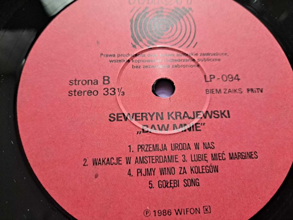 Seweryn Krajewski – Baw Mnie 1986 PŁYTA WINYLOWA