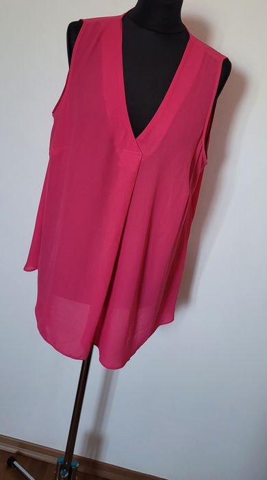 Nowa przepiękna fuksjowa bluzka tunika damska szyfonowa bez rękawów 44