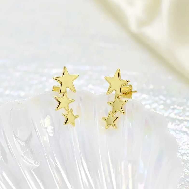 Brincos Estrelas de aço inoxidável dourado