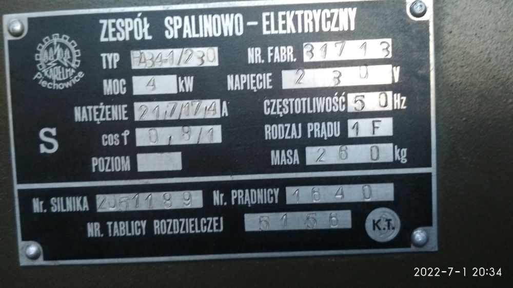 Agregat prądotwórczy PAB-4 ,4KW- 230v-wojskowy