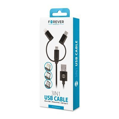 Kabel Microusb Iphone Typ C Nylon 3W1 Forever Czar