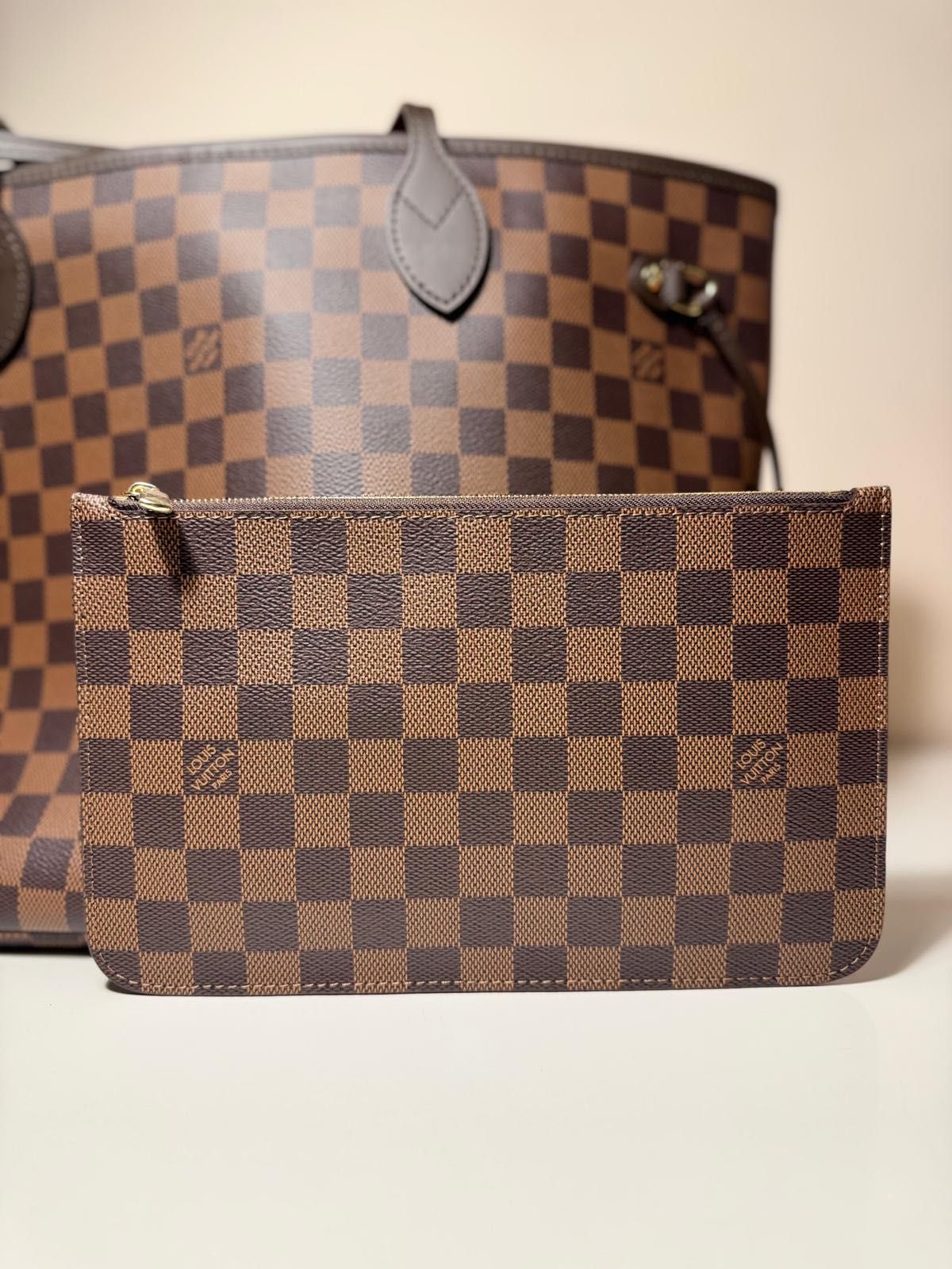Torebka LV Louis Vuitton Neverfull MM Damier Ebene skóra + płótno