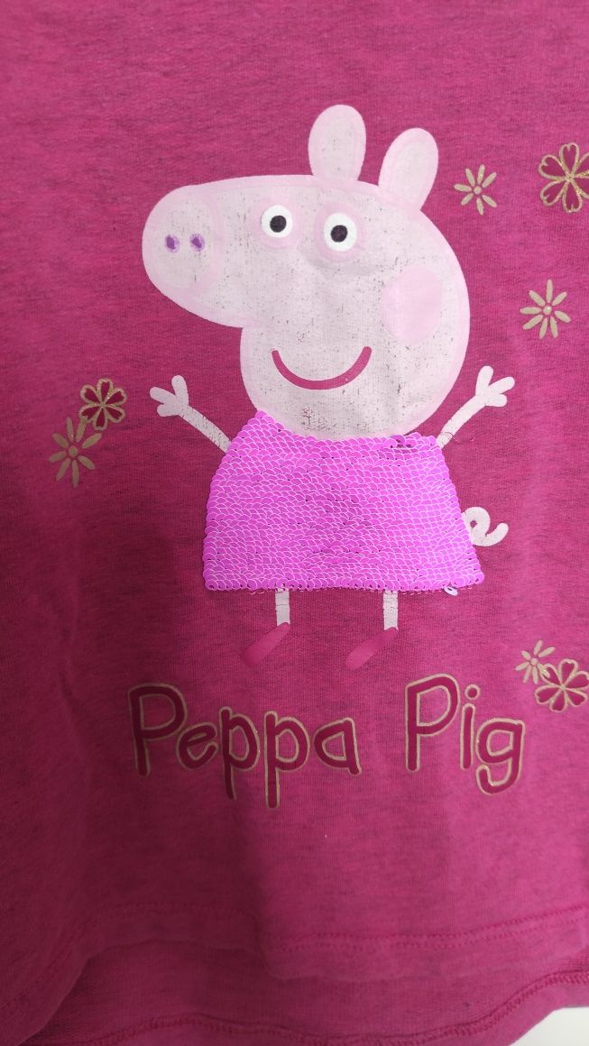 Różowa bawełniana bluza świnka Peppa pig obracane cekiny 92 98