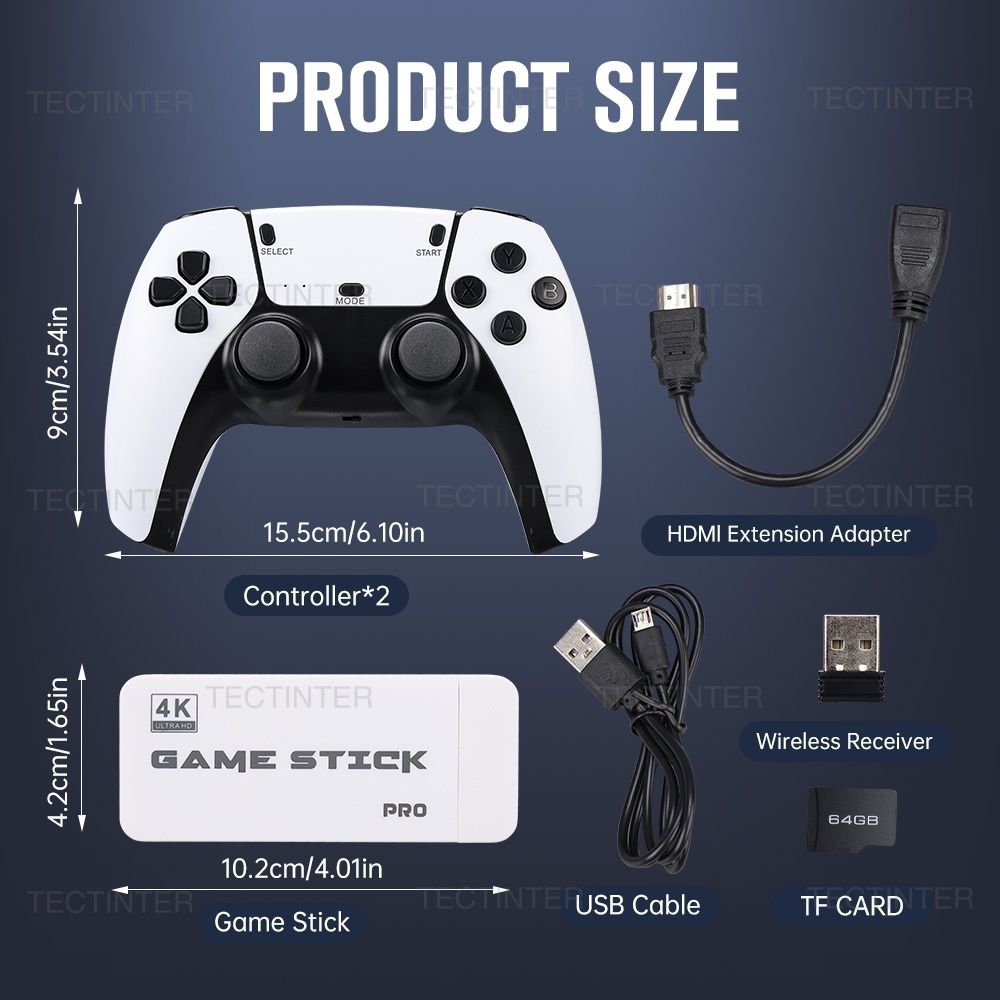 Gra konsola retro M15 4K TV game Stick dwa pady 64 GB 20 000 gier PS5
