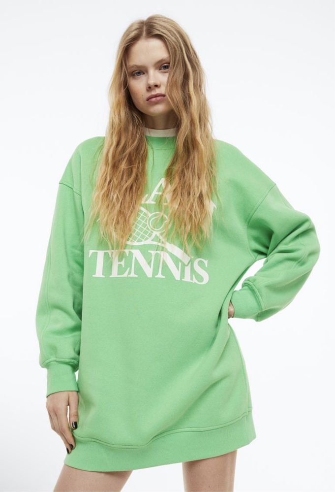 Nowa duża długa bluza H&M L 40 zielona Team Tennis over size