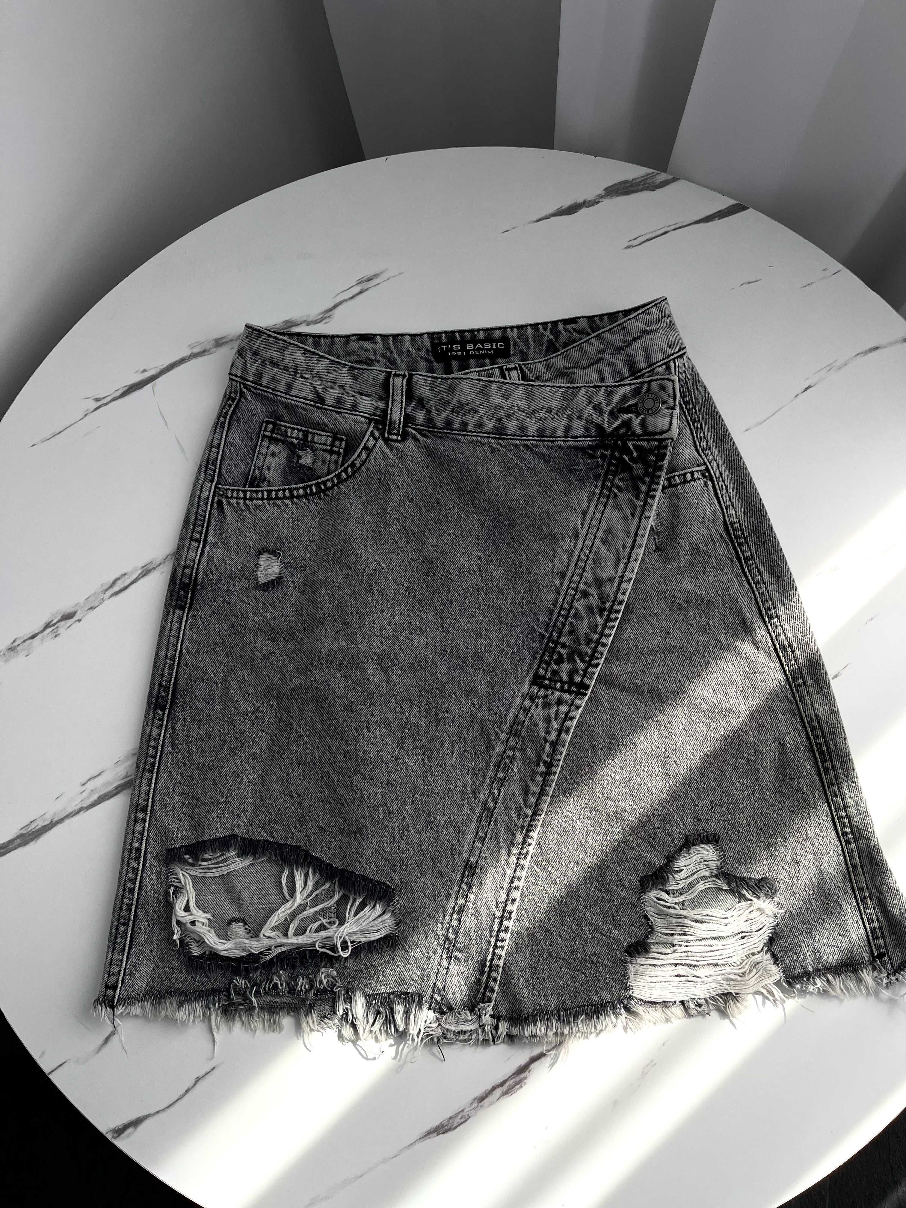 Спідниця джинсова сіра міні розімір S Zara