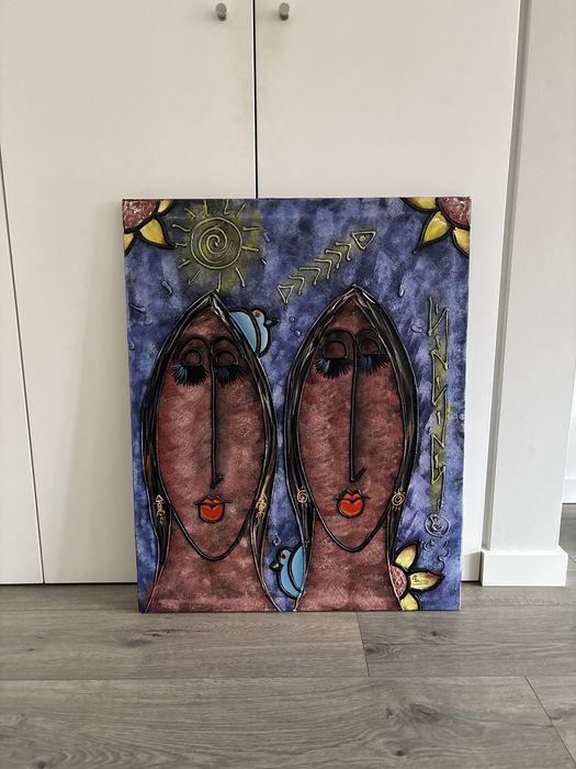 Quadro Tela pintura à mão em relevo