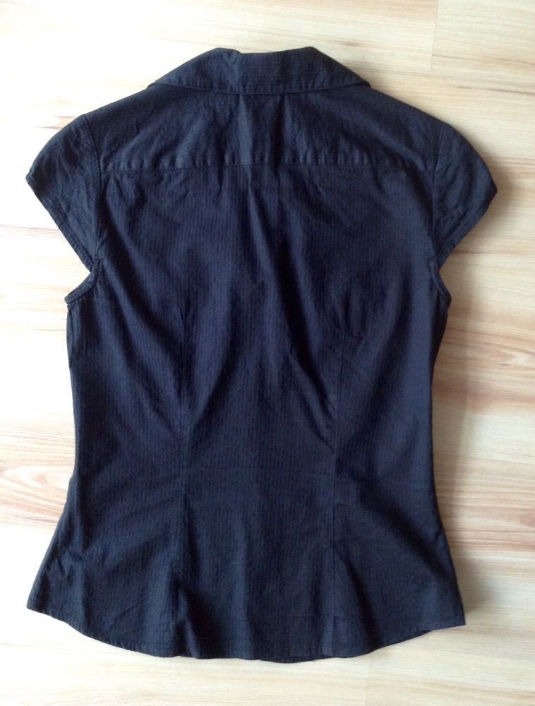 Czarna koszula bluzka koszulowa damska krótki rękaw H&M r. 34 XS