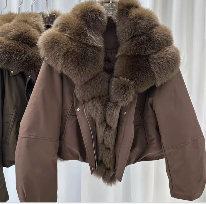 Бомбер пуфер хутро песець М,Л