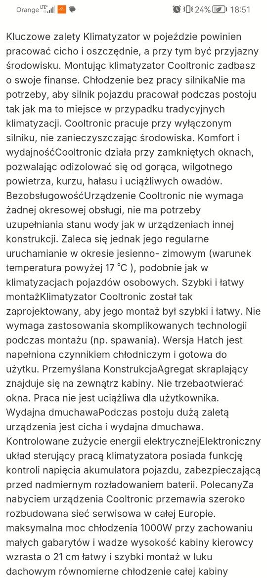 Klimatyzacja dachowa Eberspacher Cooltronic 1000G2 Hatch