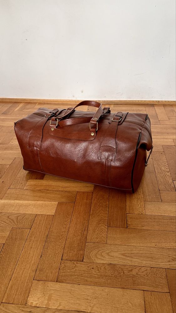 Torba skorzana brazowa retro
