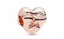 charms do pandora złoty serce kokarda kokardka rose gold