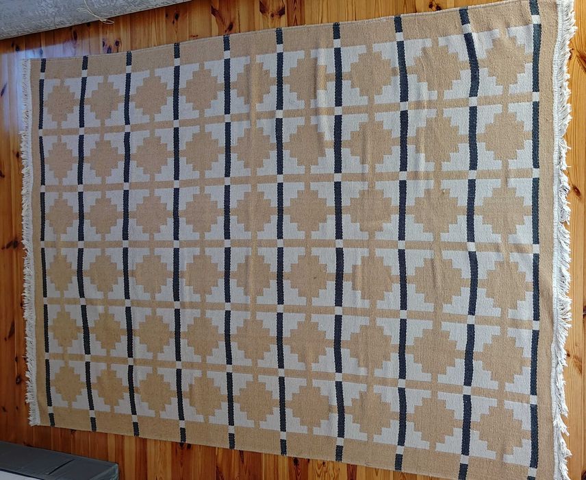 Dywan bawełniany 170x240 cm tkany na płasko, żółtobeżowy IKEA