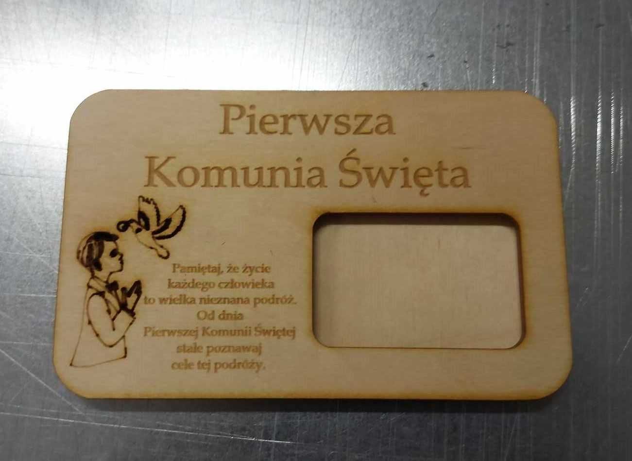 Pamiątka pudełko kasę imię Pierwsza Komunia Święta IHS kielich 10x16cm