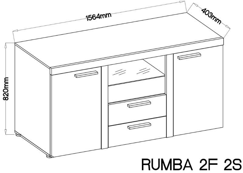 KOMODA RIMBO 156 cm do salonu pokoju meble witryna OŚWIETLENIE LED