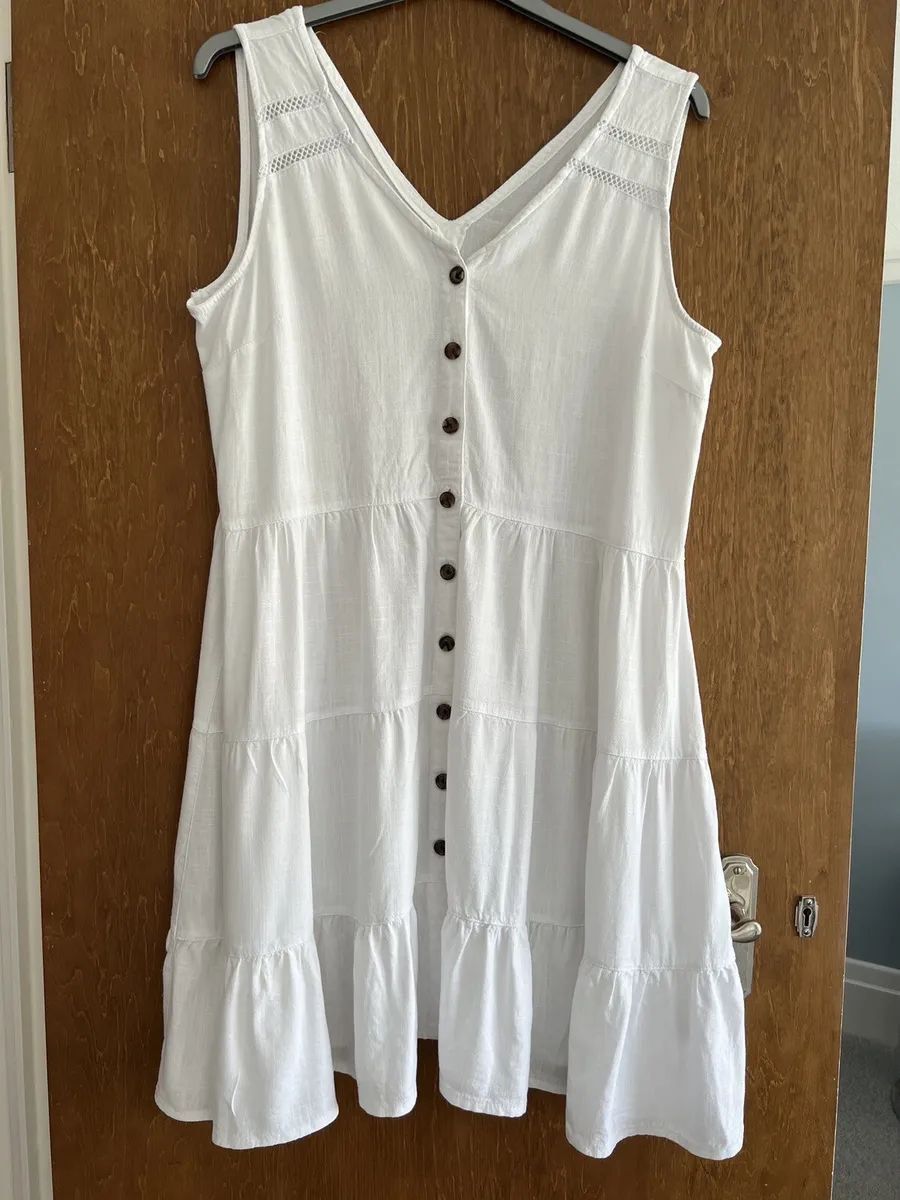 M L XL біла сукня-сарафан на ґудзиках з льоном у складі next petite