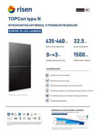 Moduł Panel Fotowoltaiczny Risen 450W Bifacial Czarna Rama N-Type