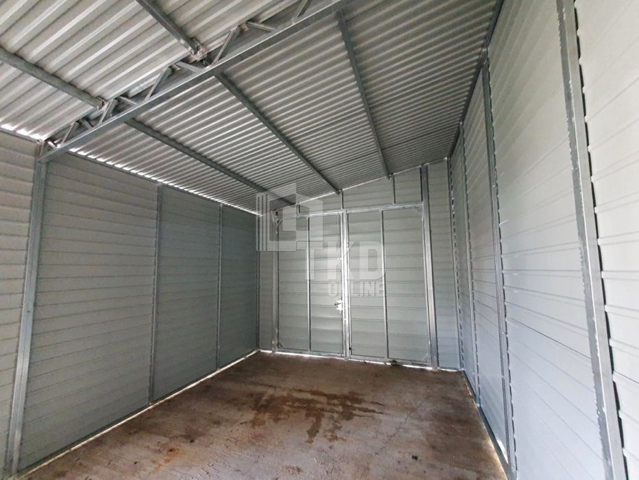 Garaż Blaszany 3,5X5 Brama - Drzwi Antracyt Dach Spad W Bok Tkd80