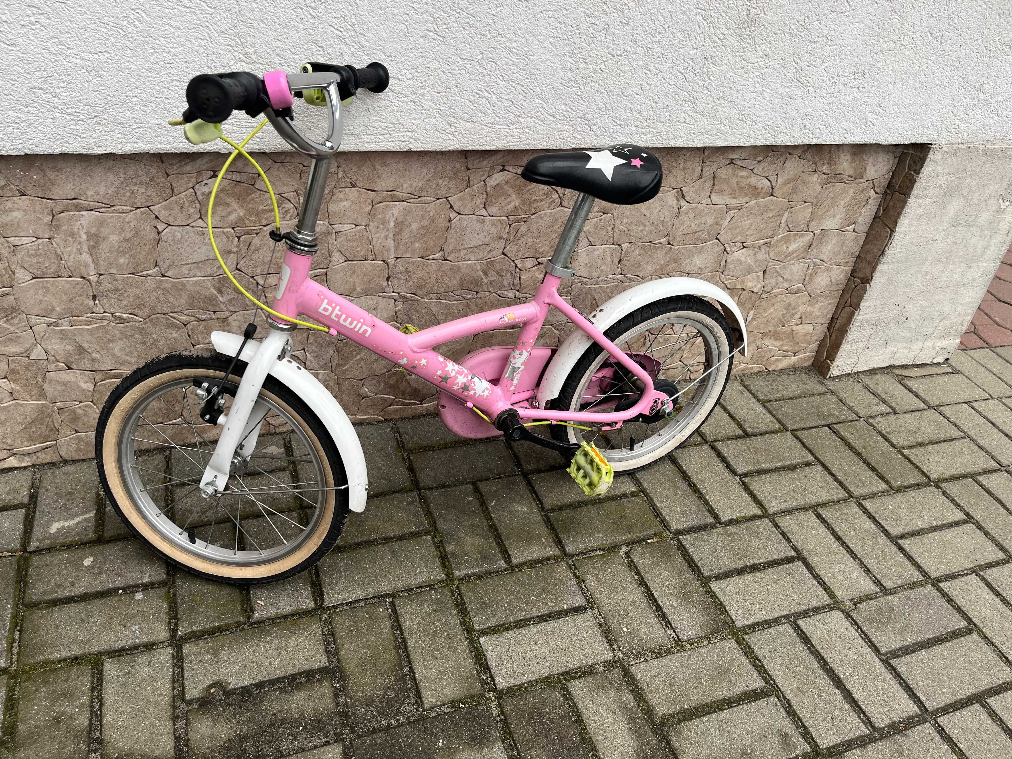 Rower dla dziewczynki 16 cali Btwin różowy Princess